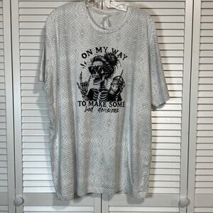 Live and Tell Skelton Sarcastic Gothic Edgy Graphic Snake Print T-shirt 2XL